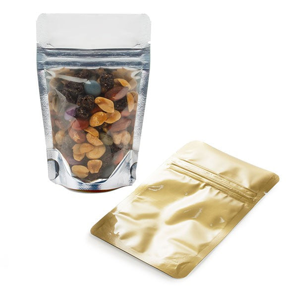 Stand Up Pouches Transparent/Gold 8x5x13cm | 28 grams (100 pieces) [ZBGG1]