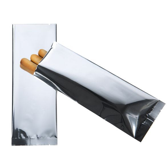 Plastic Bags Silver 7.5x20.3cm Metallised and Sealable (100 pieces) [SVP38S]