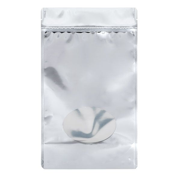 Stand Up Pouches Silver with oval Window 17.1x8.9x28.6cm | 340 grams (100 pieces) [ZBGMO4S]