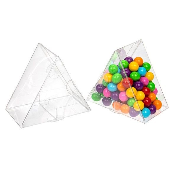 Plastic Gift Boxes Triangular 7.6x4.1x6.4cm Crystal Clear (25 pieces) [FS355]