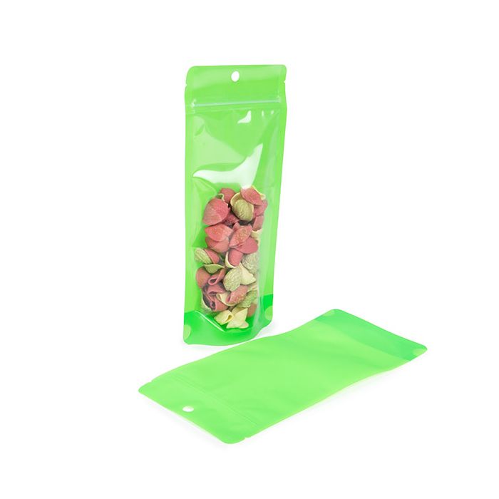 Stand Up Pouch Neon Green 10.8x6x23.8 cm w/ Hang Hole (100 pieces) [ZBGN1NGR]