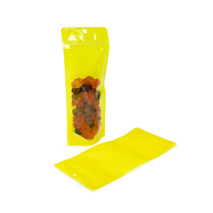 Stand Up Pouch Neon Yellow 10.8x6x23.8 cm w/ Hang Hole (100 pieces) [ZBGN1NYW]