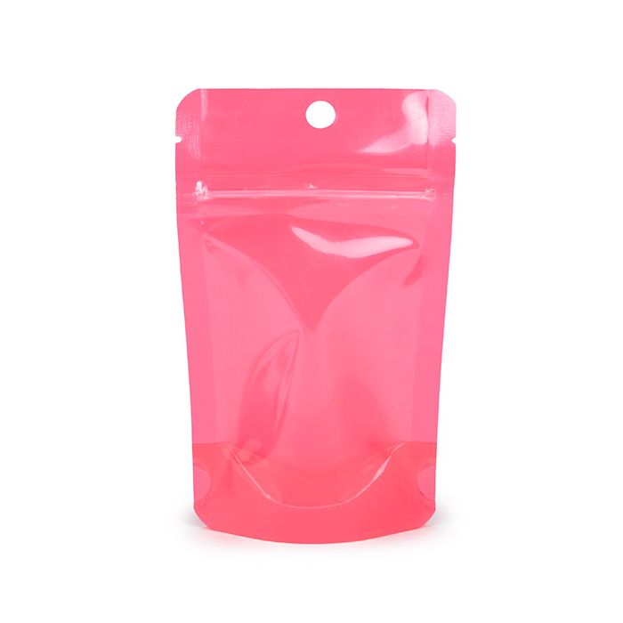 Stand Up Pouch Neon Pink 7.9x5.1x13 cm w/ Hang Hole (100 pieces) [ZBGN1PK]