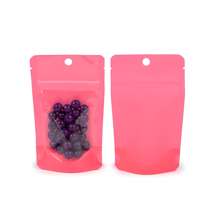 Stand Up Pouch Neon Pink 7.9x5.1x13 cm w/ Hang Hole (100 pieces) [ZBGN1PK]