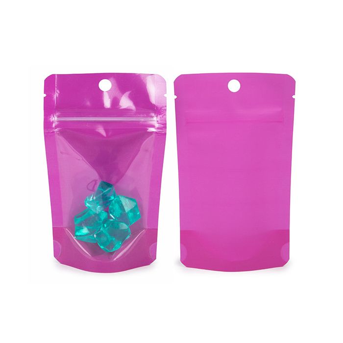 Stand Up Pouch Neon Purple 7.9x5.1x13 cm w/ Hang Hole (100 pieces) [ZBGN1PR]