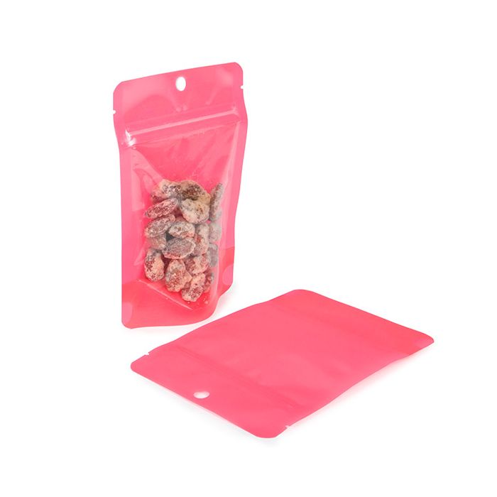Stand Up Pouch Neon Pink 10.2x6x15.2 cm w/ Hang Hole (100 pieces) [ZBGN2PK]