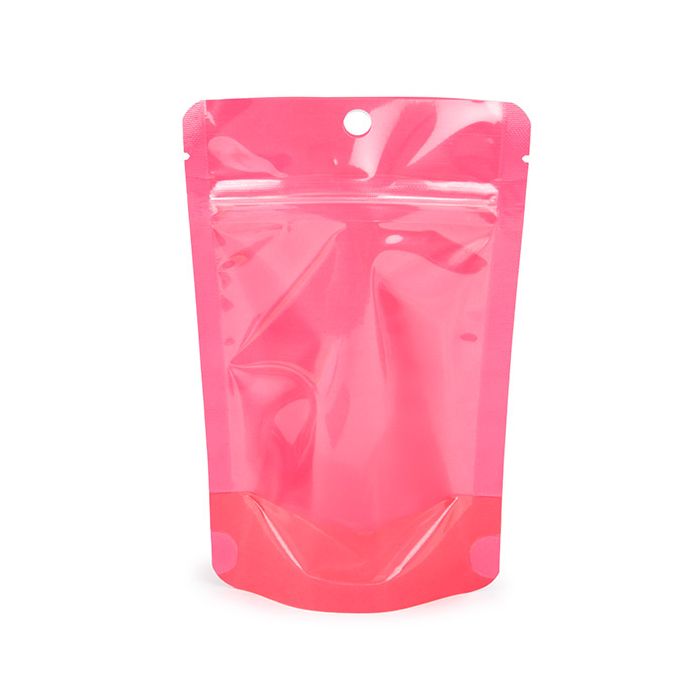Stand Up Pouch Neon Pink 10.2x6x15.2 cm w/ Hang Hole (100 pieces) [ZBGN2PK]