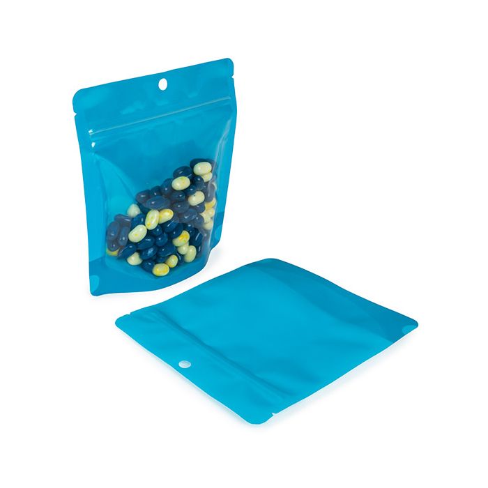 Stand Up Pouch Neon Blue 15.9x6.4x14.6 cm w/ Hang Hole (100 pieces) [ZBGNSHZBL]