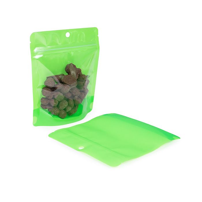 Stand Up Pouch Neon Green 15.9x6.4x14.6 cm w/ Hang Hole (100 pieces) [ZBGNSHZGR]
