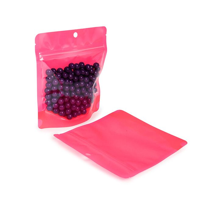 Stand Up Pouch Neon Pink 15.9x6.4x14.6 cm w/ Hang Hole (100 pieces) [ZBGNSHZPK]