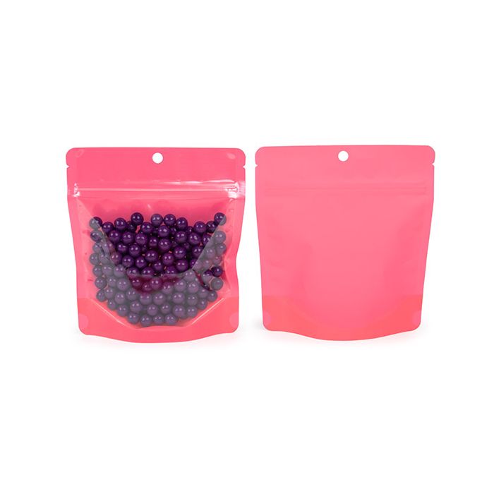 Stand Up Pouch Neon Pink 15.9x6.4x14.6 cm w/ Hang Hole (100 pieces) [ZBGNSHZPK]