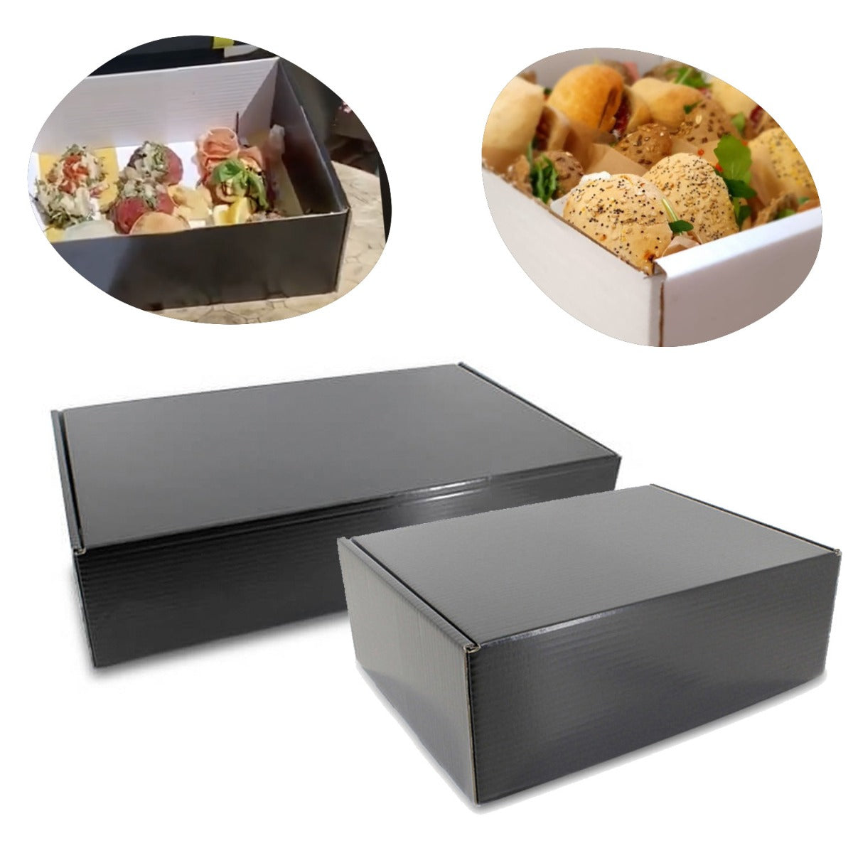 Food boxes 38x30x14cm Black (25 pcs) [FP-NS1025]