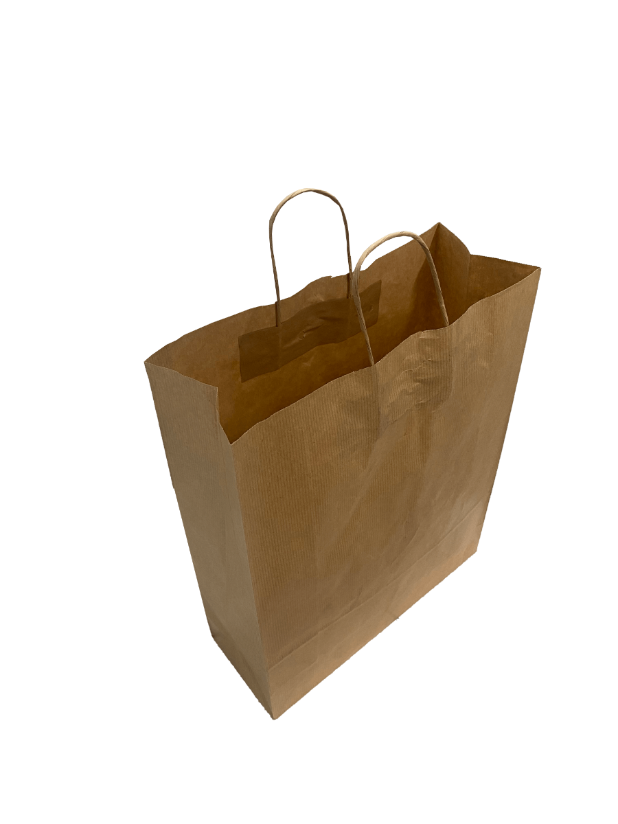 Paper Carrier Bags Brown 32x12x41cm Kraft 100 grams with twisted handles (50 pieces) [PAMB3241]