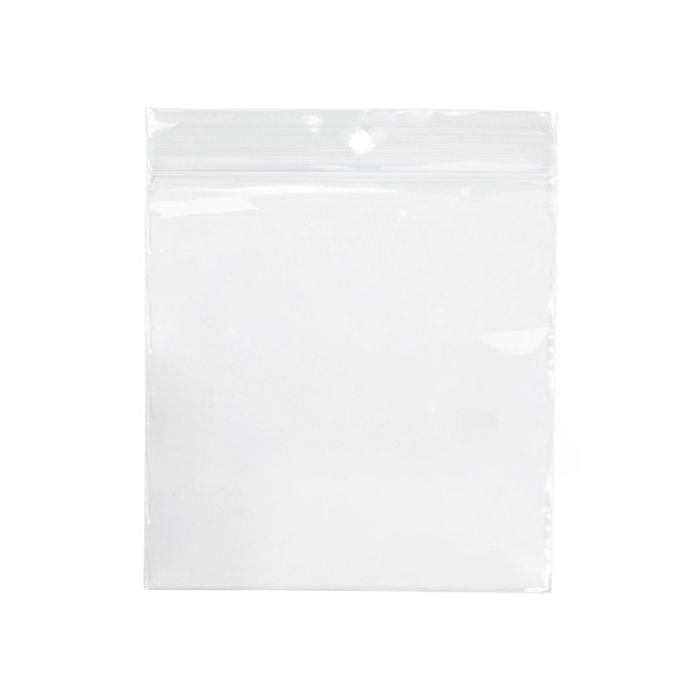 Crystal Clear Polyethylene Zipper Bags w/ Round Hang Hole 10.2x10.2 cm (100 pieces) [CEZR44]