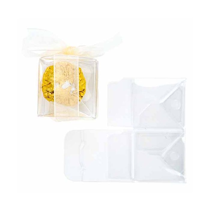 Plastic Gift Boxes 3.8x3.8x3.8cm Crystal Clear with Autolock Bottom (25 pieces) [PLB103]