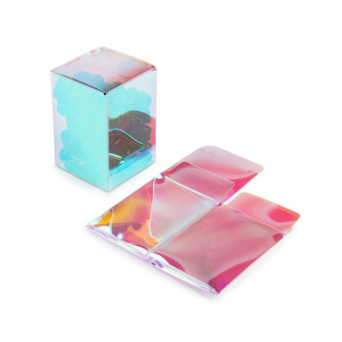 Plastic Gift Boxes 5,1x5,1x7,6 cm Iridescent with Autolock Bottom (25 pieces) [PLB139I]