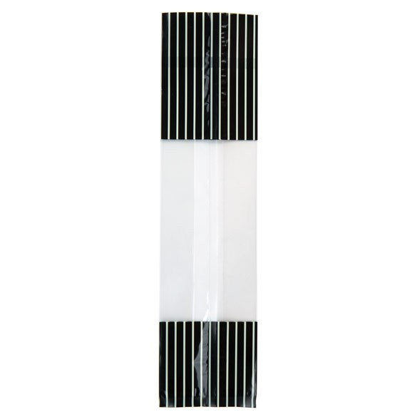 Printed Bags Black with Cream stripes 6.7x4.8x27.3cm with side gusset (100 pieces) [G2BKC]