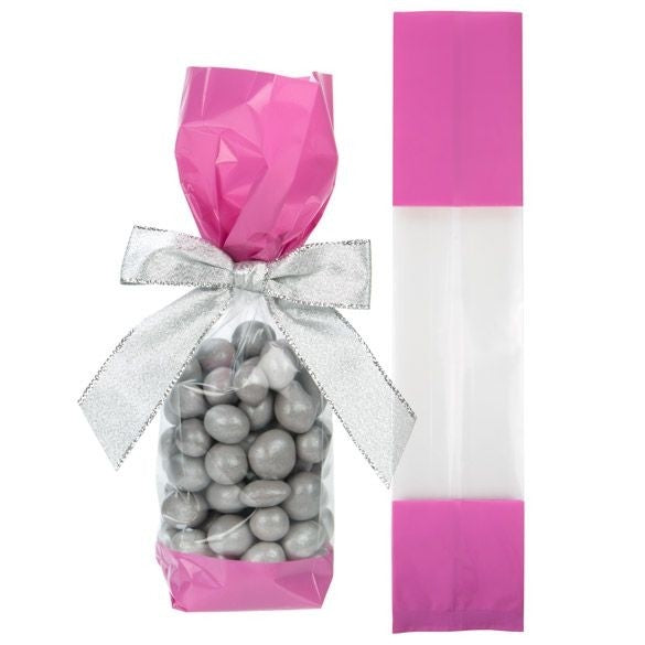 Printed Bags Pink 5.1x4.8x24.1cm with side gusset (100 pieces) [G1PK]