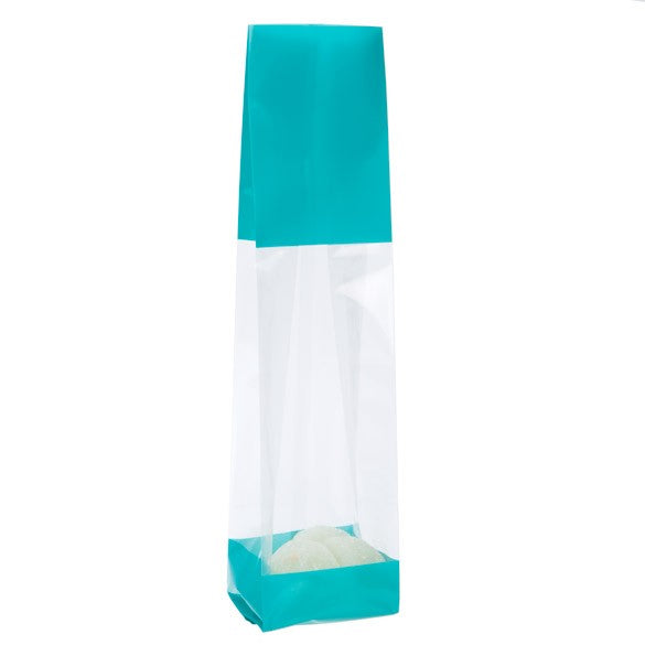 Printed Bags Turquoise 5.1x4.8x24.1cm with side gusset (100 pieces) [G1TL]