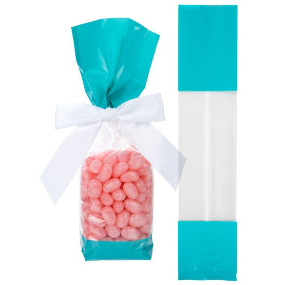 Printed Bags Turquoise 5.1x4.8x24.1cm with side gusset (100 pieces) [G1TL]