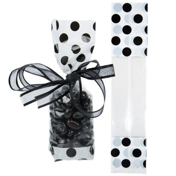 Printed Bags White with Black Dots 5.1x4.8x24.1cm with side gusset (100 pieces) [G1WB]