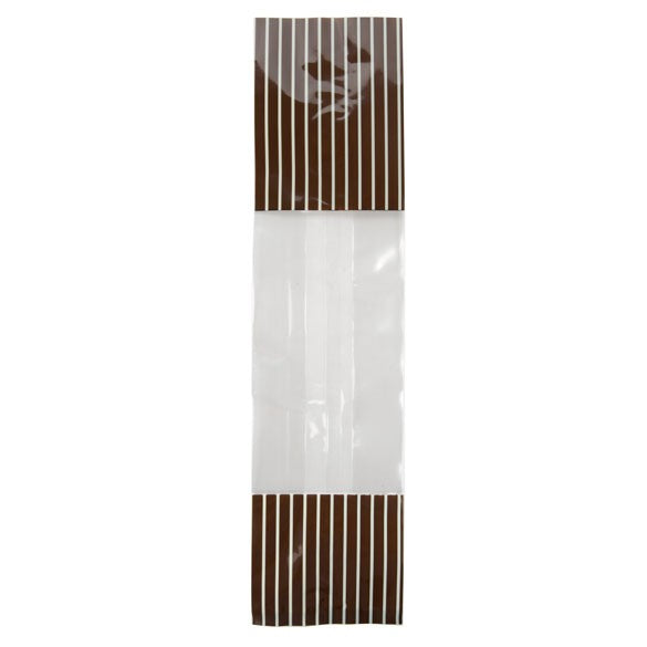 Printed Bags Brown with Cream stripes 6.7x4.8x27.3cm with side gusset (100 pieces) [G2BNC]
