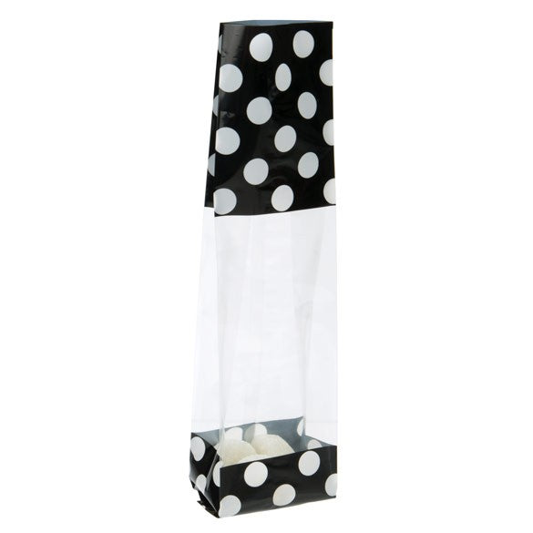 Printed Bags Black with White Dots 6.7x4.8x27.3cm with side gusset (100 pieces) [G2BW]