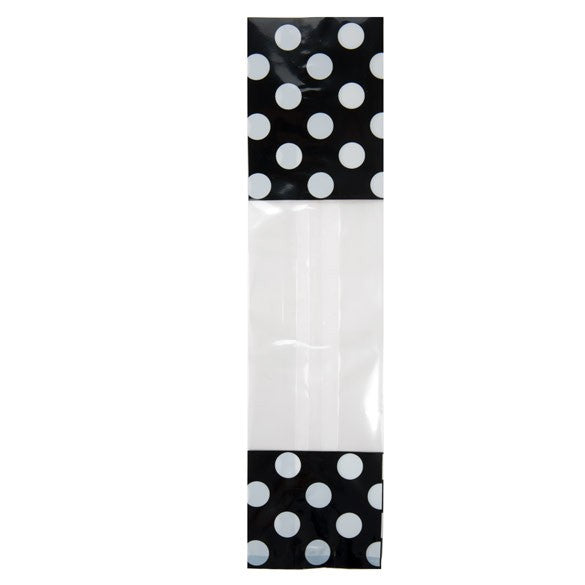 Printed Bags Black with White Dots 6.7x4.8x27.3cm with side gusset (100 pieces) [G2BW]