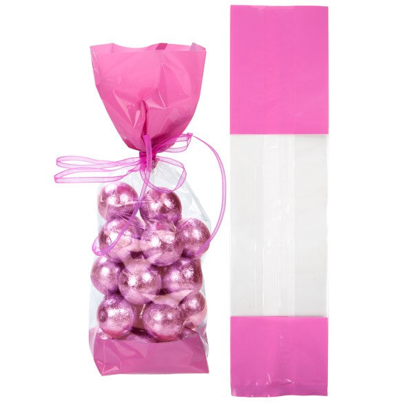 Printed Bags Pink 6.7x4.8x27.3cm with side gusset (100 pieces) [G2PK]