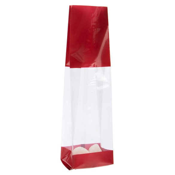 Printed Bags Red 6.7x4.8x27.3cm with side gusset (100 pieces) [G2RD]