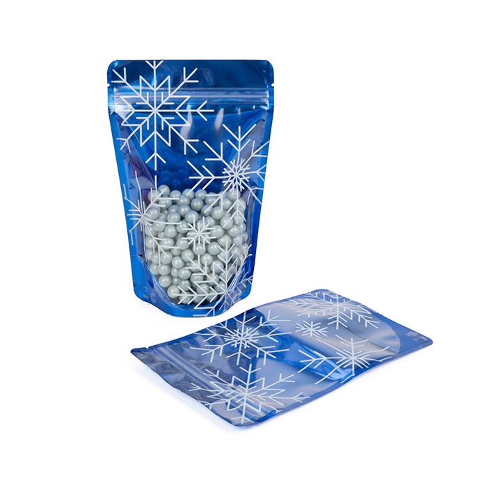 Stand Up Pouches Blue snowflake print 13x7,9x20,6cm (25 Pieces) [ZBGSW3S]