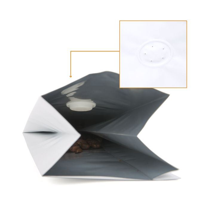 Coffee Pouches Matt White with Valve 8x6x26 cm 285 grams (50 pieces) [SGC1WM]