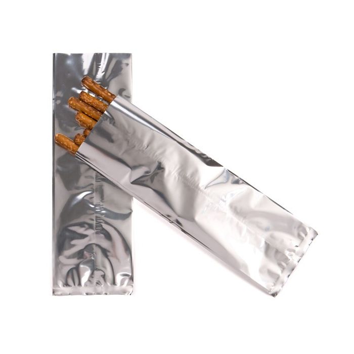 Plastic Bags Silver 10.2x30.5cm Metallised and Sealable (100 pieces) [SMB412S]