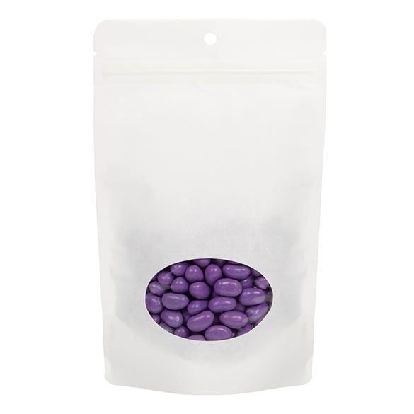 Stand Up Pouches White Kraft Compostable 13x7.9x20.6cm with oval Window | 113 grams (100 pieces) [ZBGEO3W]