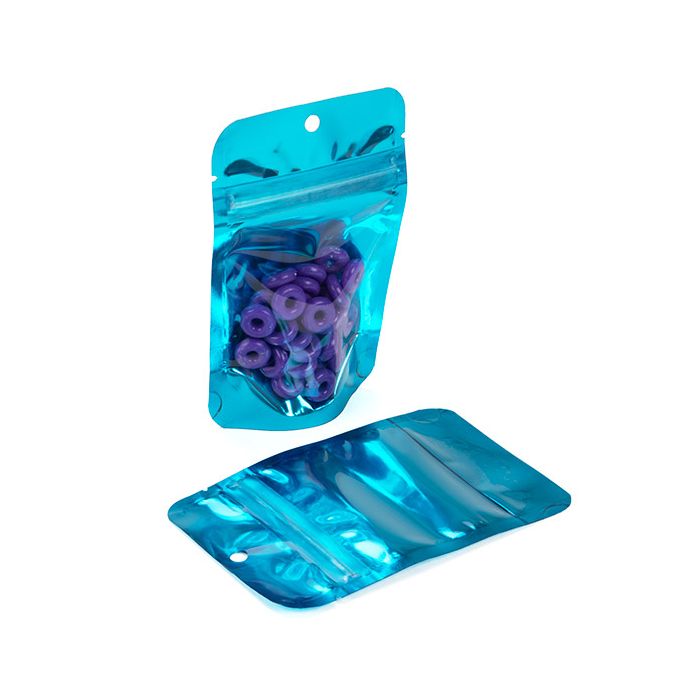 Stand Up Pouches Transparent/Blue 7,9x5,1x13cm With Hanghole (100 Pieces) [ZBGB1AM]