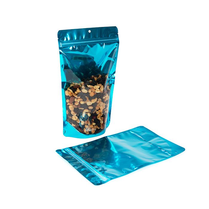 Stand Up Pouches Transparent/Blue 17,1x8,9x28,6cm With Hanghole (100 Pieces) [ZBGB4AM]