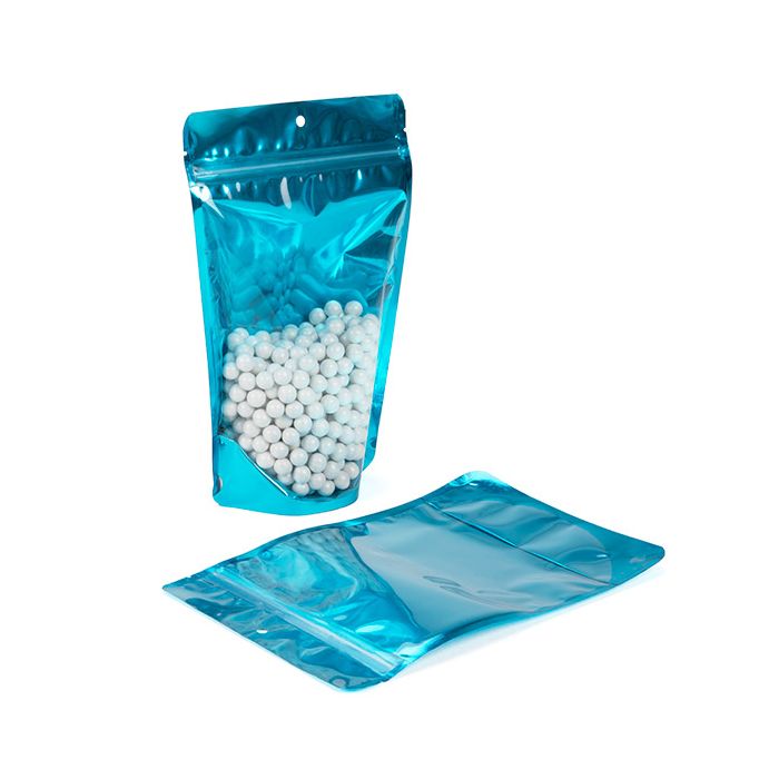 Stand Up Pouches Transparent/Blue 14,9x8,9x23,2cm With Hanghole (100 Pieces) [ZBGB7AM]