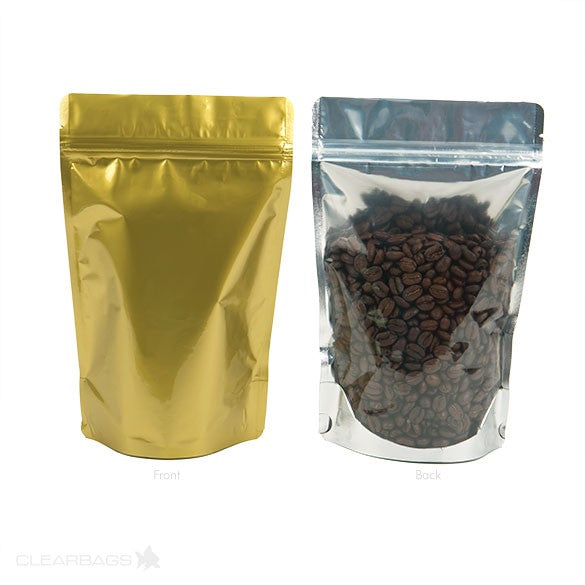 Stand Up Pouches Transparent/Gold 14.6x7.9x23cm | 170 grams (100 pieces) [ZBGG58]