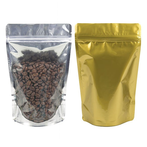 Stand Up Pouches Transparent/Gold 14.6x7.9x23cm | 170 grams (100 pieces) [ZBGG58]