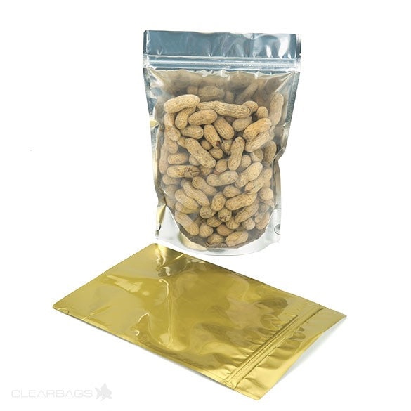 Stand Up Pouches Transparent/Gold 17.8x9.8x25.2cm | 283 grams (100 pieces) [ZBGG69]
