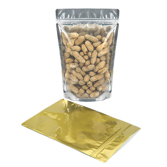 Stand Up Pouches Transparent/Gold 17.8x9.8x25.2cm | 283 grams (100 pieces) [ZBGG69]