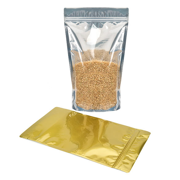 Stand Up Pouches Transparent/Gold 18.9x11.4x29.4cm | 393 grams (100 pieces) [ZBGG6H11]