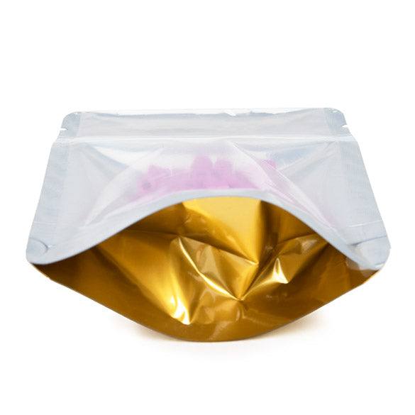 Stand Up Pouches Transparent/Gold 8x5x13cm | 28 grams (100 pieces) [ZBGG1]
