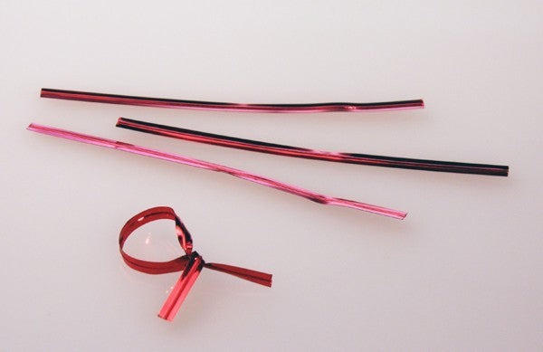 Tin Ties 10.2x0.4cm Red Metallic Plastic (1.000 pieces) [TT4MR]