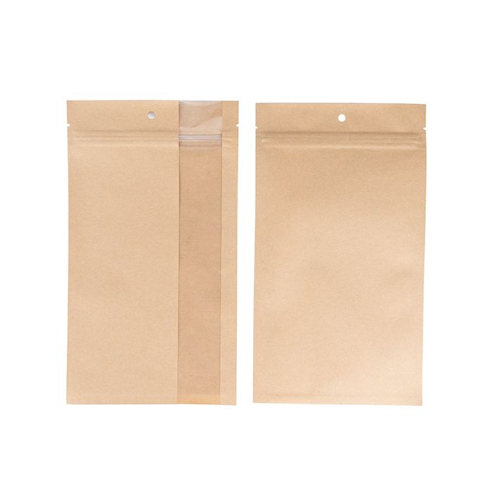Grip Seal Bags Kraft With Vertical Window 12.7x20.8 cm