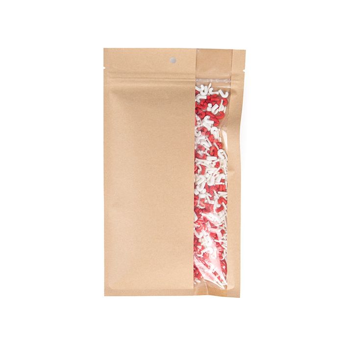 Grip Seal Bags Kraft With Vertical Window 12.7x20.8 cm (100 pieces) [HZBV6K]