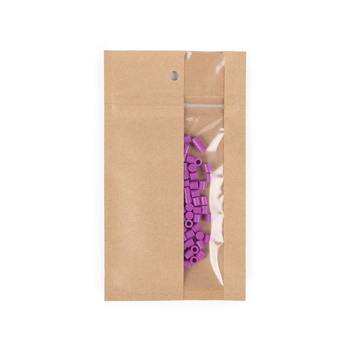 Grip Seal Bags Kraft With Vertical Window 7.6x11.4 cm (100 pieces) [HZBV3K]