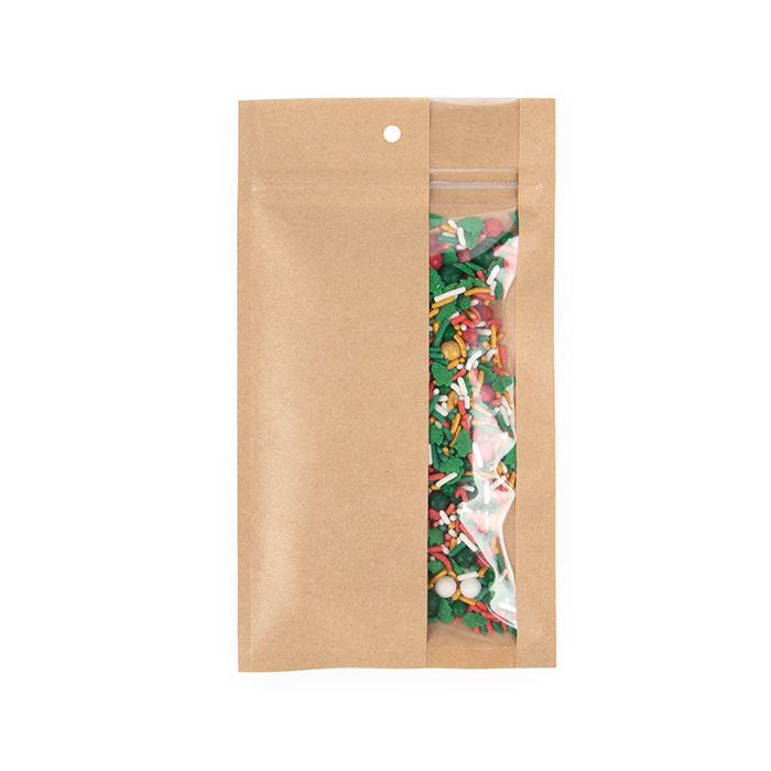 Grip Seal Bags Kraft With Vertical Window 10.2x16.5 cm (100 pieces) [HZBV5K]