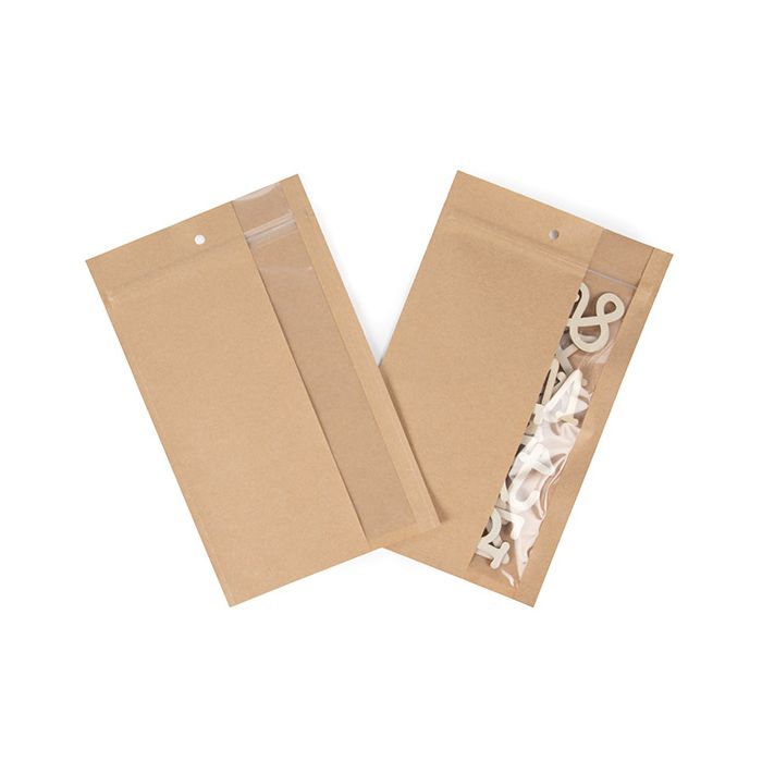 Grip Seal Bags Kraft With Vertical Window 15.2x23.5 cm (100 pieces) [HZBV7K]