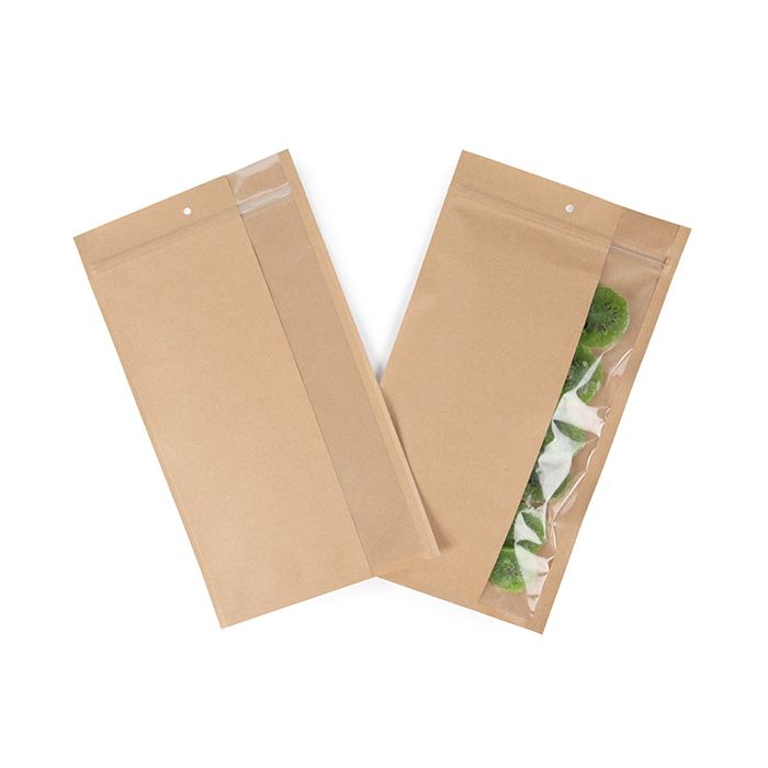 Grip Seal Bags Kraft With Vertical Window 17.8x30.5 cm (100 pieces) [HZBV8K]